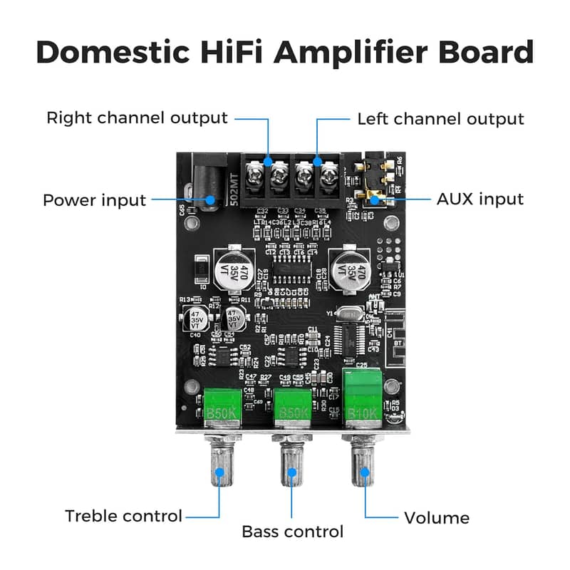 ZK-502MT Bluetooth Amplifier Board,50W+50W 2.0 Channel Amp Board 12