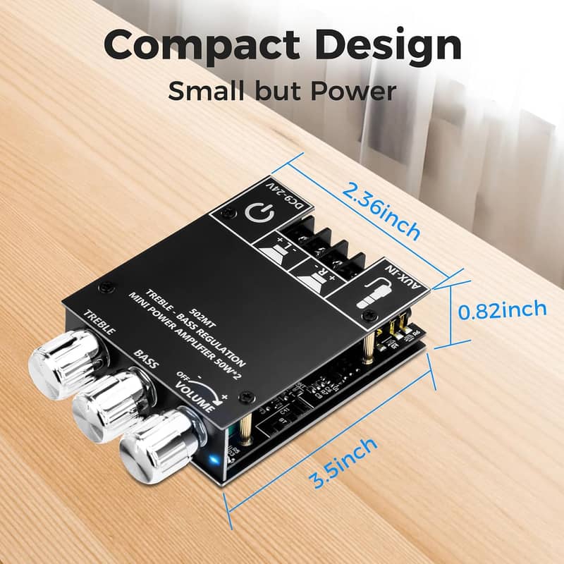 ZK-502MT Bluetooth Amplifier Board,50W+50W 2.0 Channel Amp Board 14