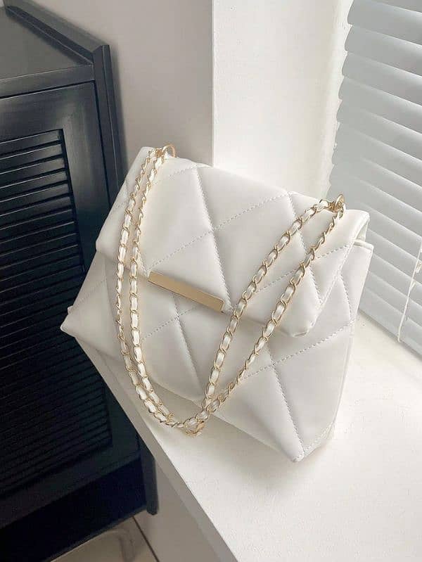 Woman Square Bag Metal Decor Chain 2