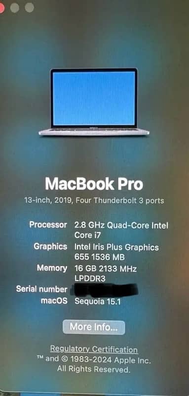 Macbook Pro 2019 i7-13” 4