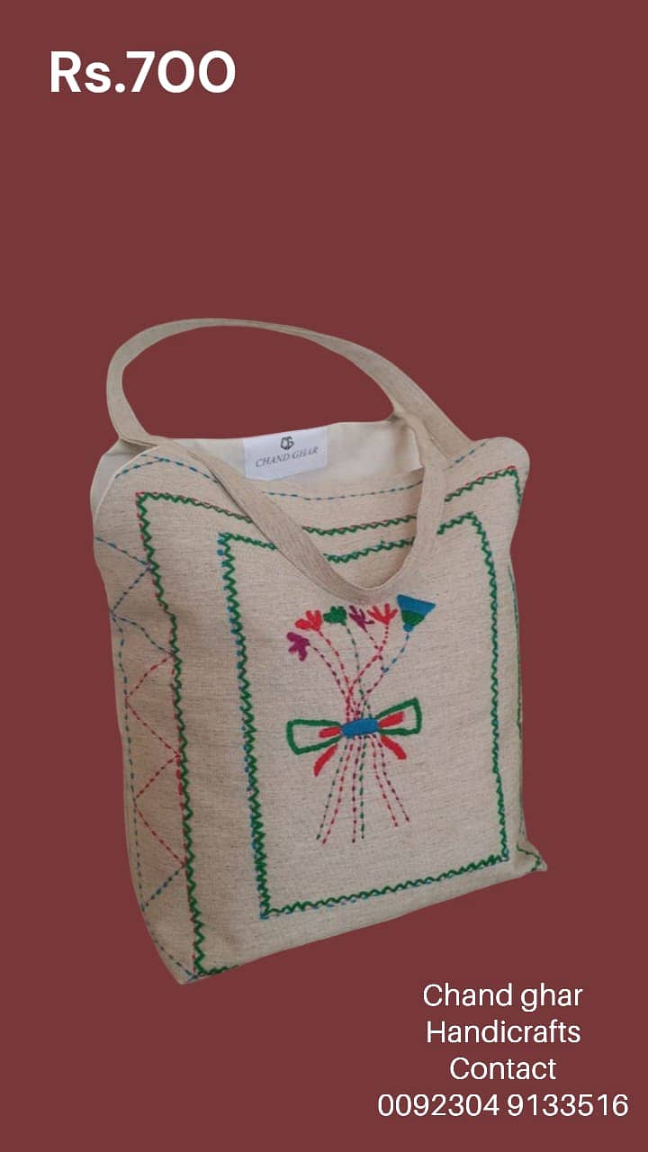 It's special embroidered bag made of jute fabric. 0