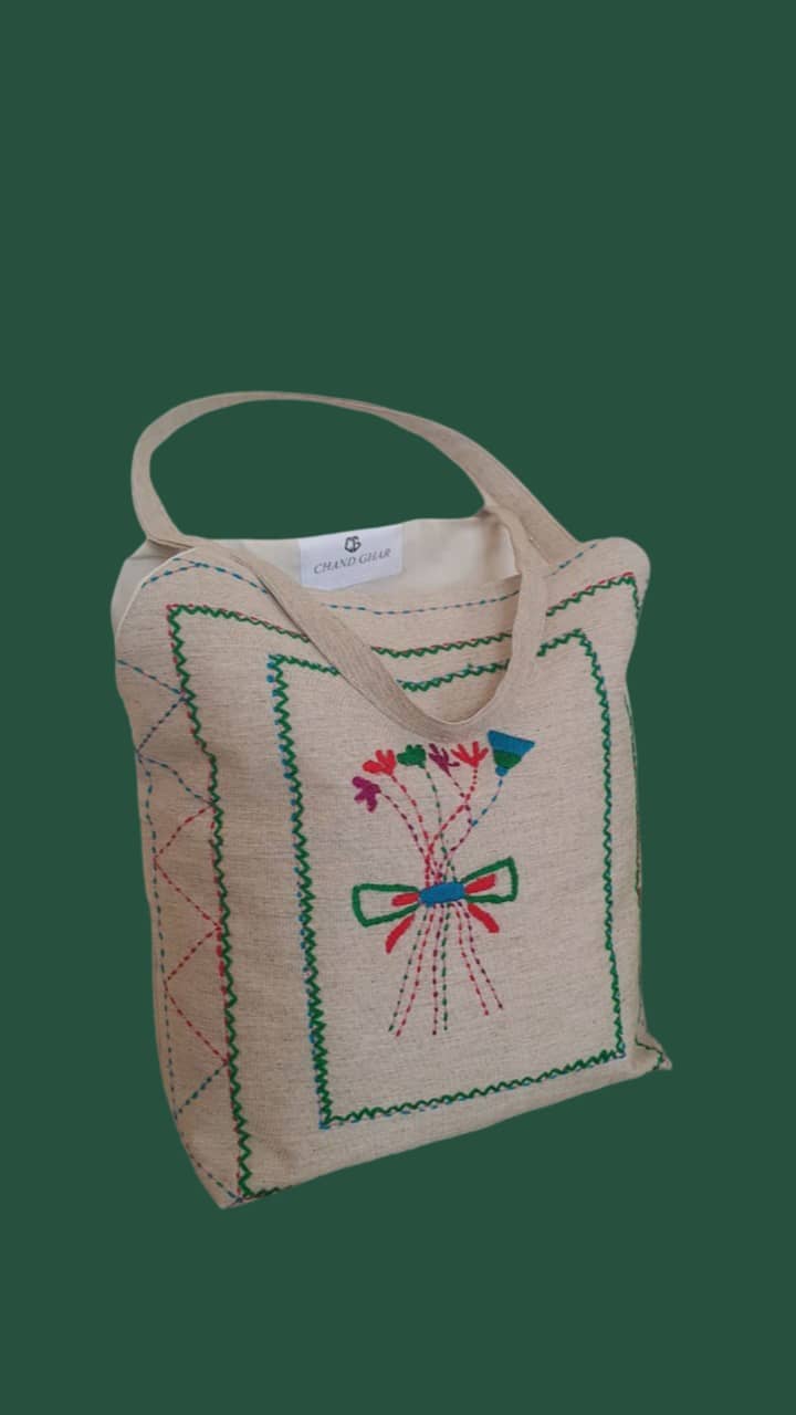 It's special embroidered bag made of jute fabric. 1