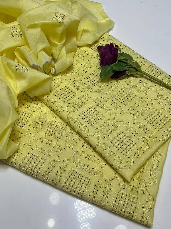 Stuff Paper Cotton CutDana Front Jaal Allover Shirt,  Dupatta 2pcs 1