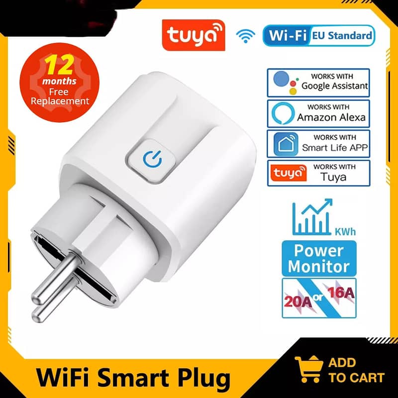 16A / 20A Tuya WiFi EU Smart Plug Wireless Socket 220V Power Monitor 1