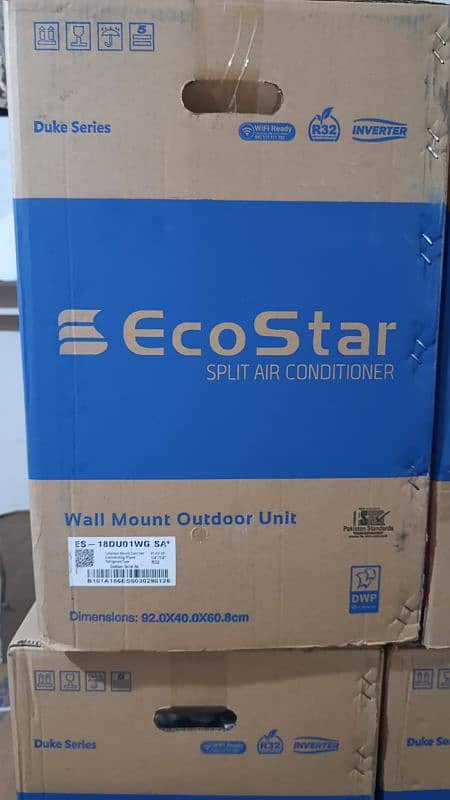 ECOSTAR 1.5 ton DC INVERTER heat and cool 0322/41/43/450 box pack 1