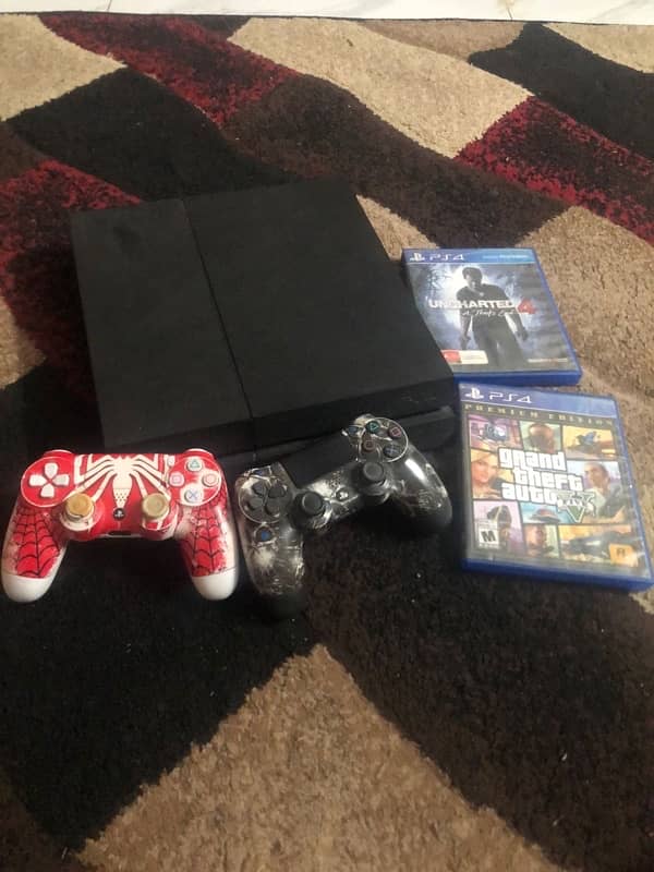 Ps4 1200 series with 2 controller and games 4