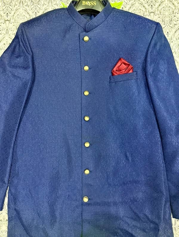 blue plain sherwani 2