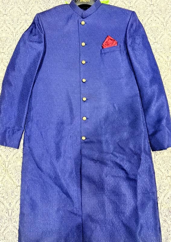 blue plain sherwani 3