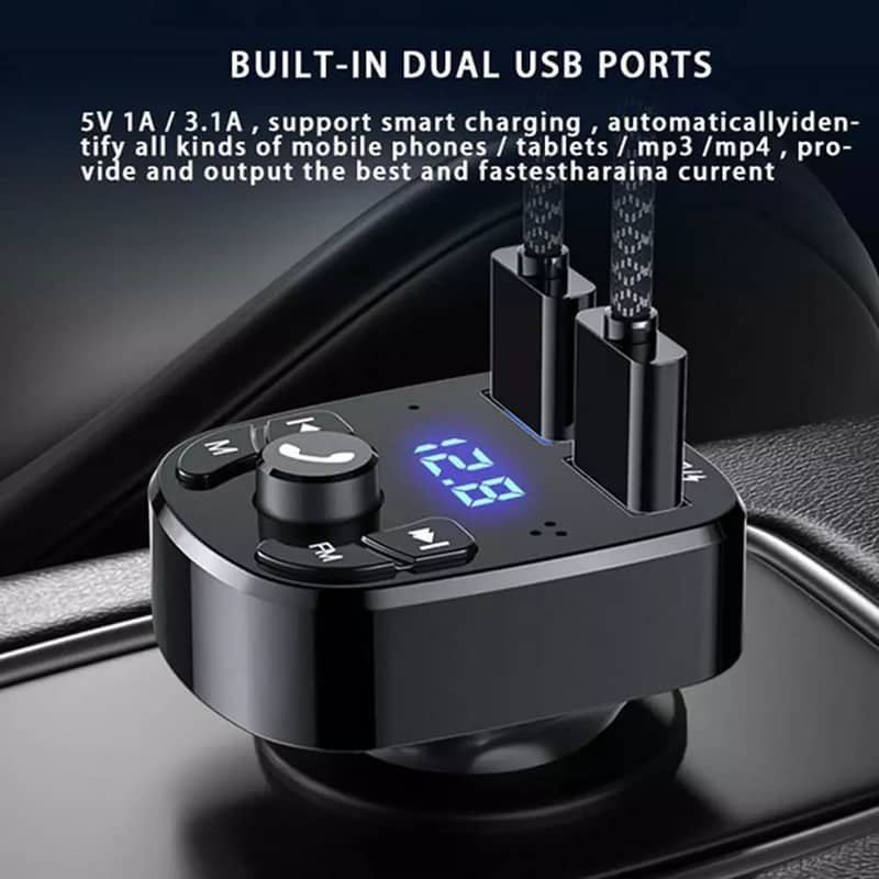 FM Bluetooth Transmitter for Car, Wireless Bluetooth Rudio Aux Adapter 4