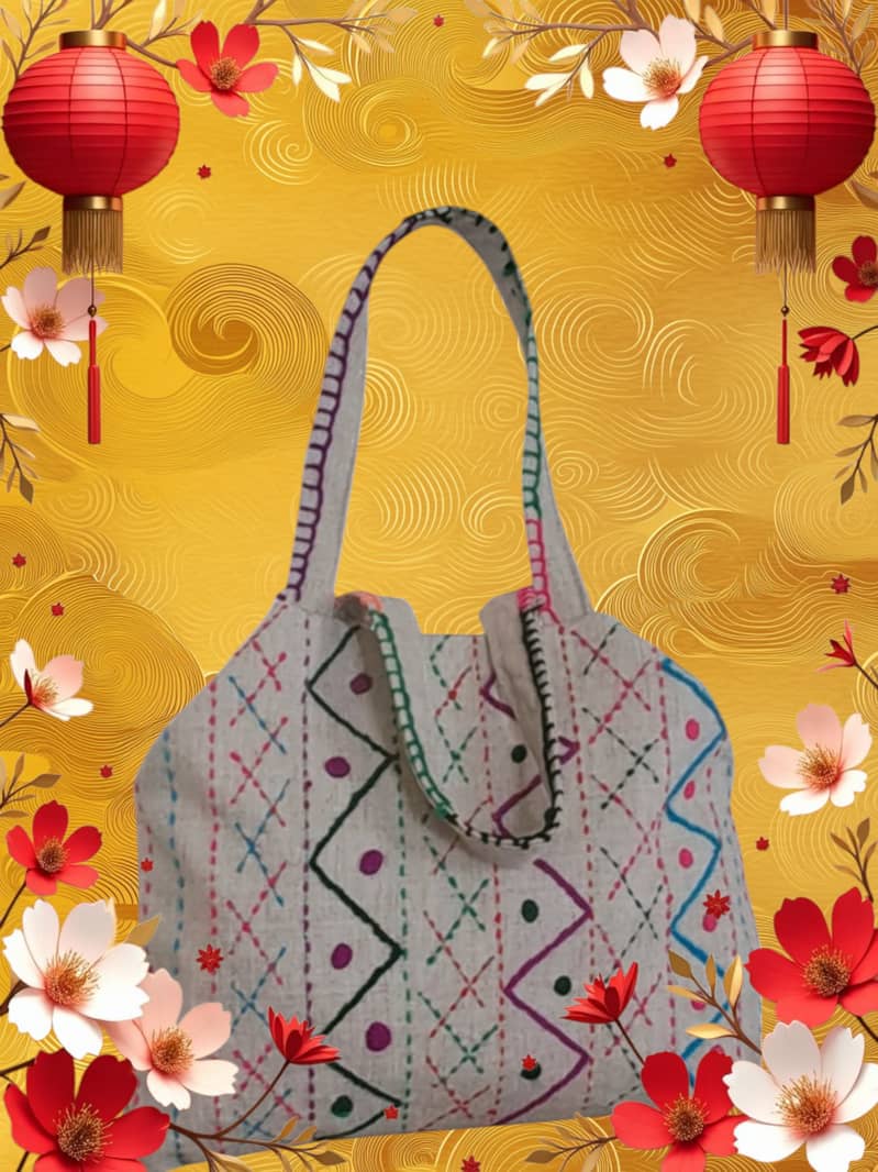 It's special embroidered bag made of jute fabric. 4