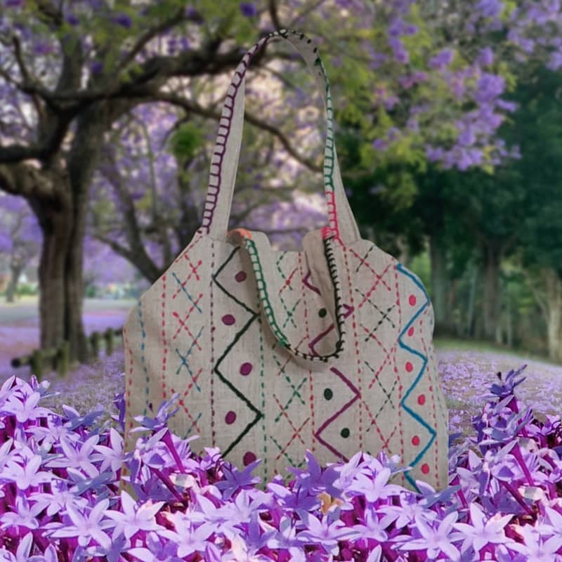 It's special embroidered bag made of jute fabric. 9