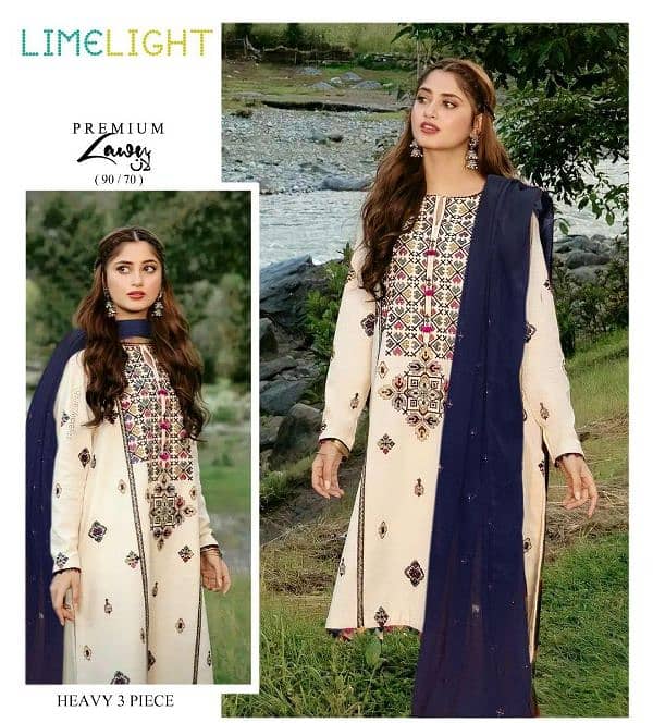 3 Pc Womens Unstitched Embroided Suit 0