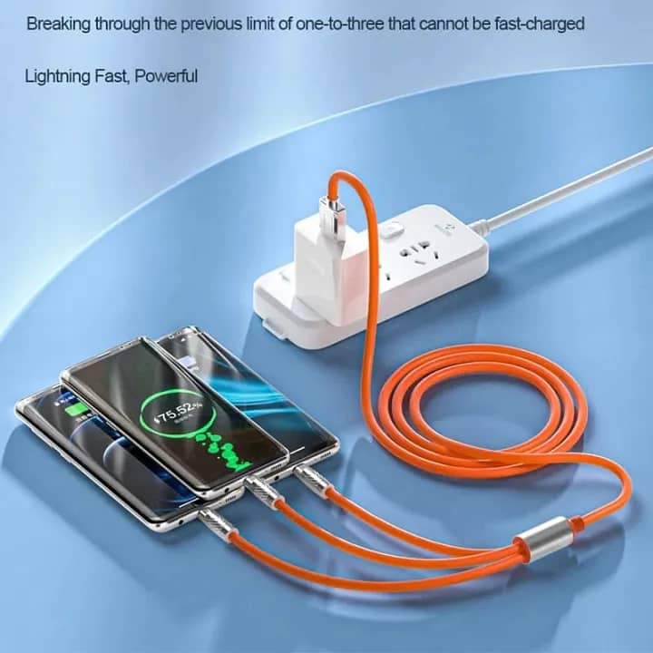 3 in 1 (120W) Type C Micro USB iOS Data Cable Fast Charging 2