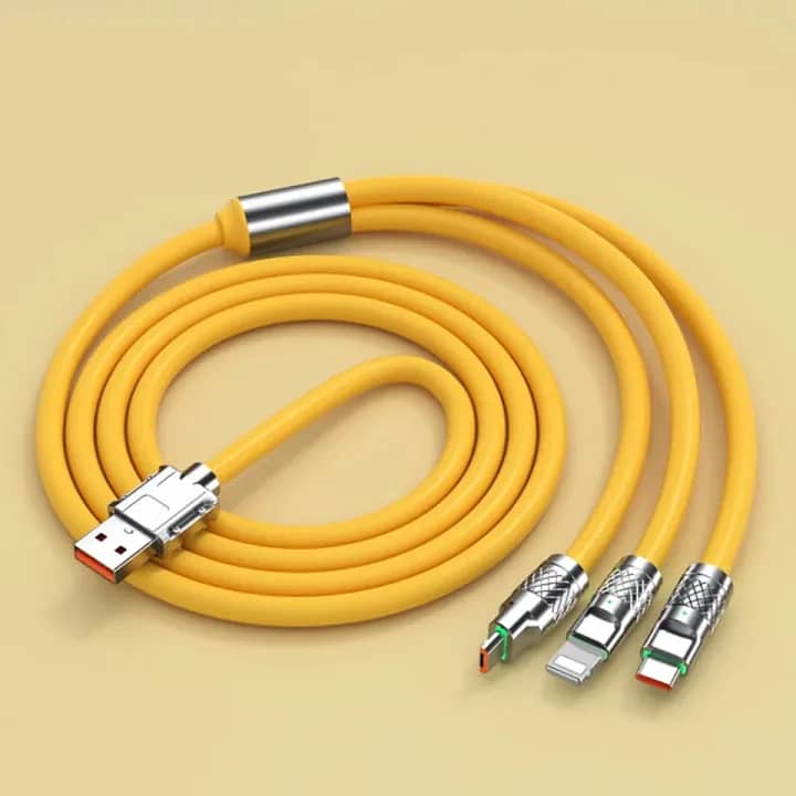 3 in 1 (120W) Type C Micro USB iOS Data Cable Fast Charging 10