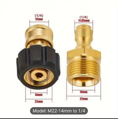 High Pressure Washer Adapter Kit, M22 14mm to 1/4