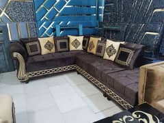 L shape corner sofa/ six seater corner sofa/ velvet sofa/ 3,2,1 sofa/