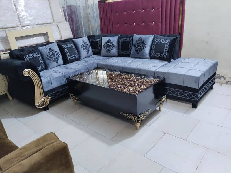 L shape corner sofa/ six seater corner sofa/ velvet sofa/ 3,2,1 sofa/ 3