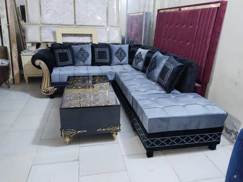 L shape corner sofa/ six seater corner sofa/ velvet sofa/ 3,2,1 sofa/ 5