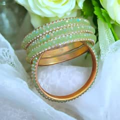 Dubai Handcrafted Glass Bangles with Glitter and Rhinestones