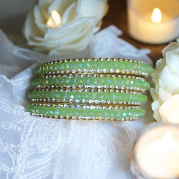 Dubai Handcrafted Glass Bangles with Glitter and Rhinestones 1