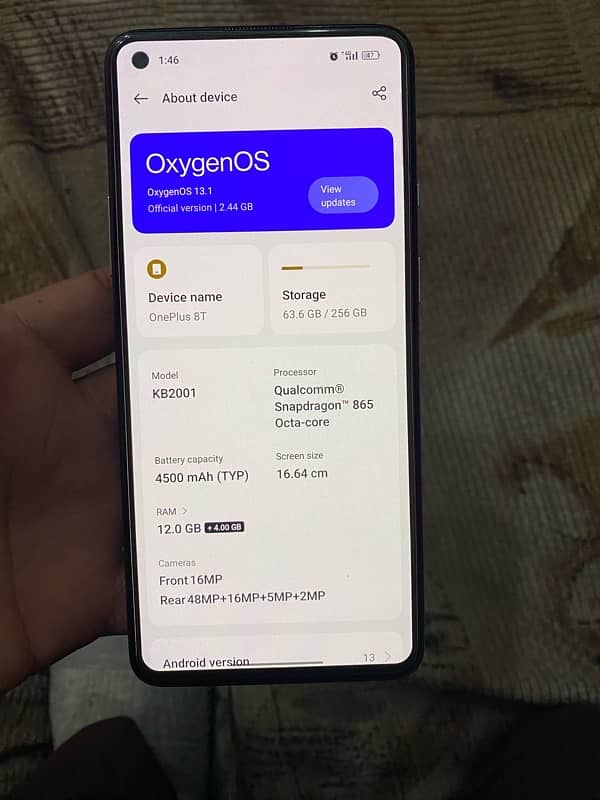 Oneplus 8t 12/256 pta approved 6