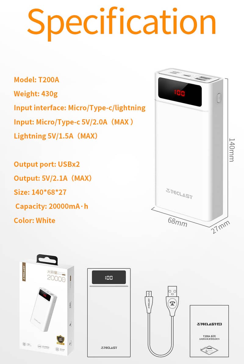 Teclast 20000 MAH Power Bank 8