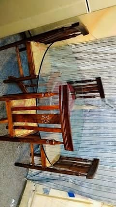 4 chair dainng table with heavy glass mirror