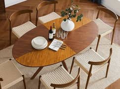 6 seater dining table set marbal top table wooden chairs luxury dinin