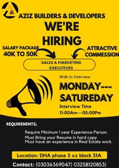 Staff for real estate male and female required job