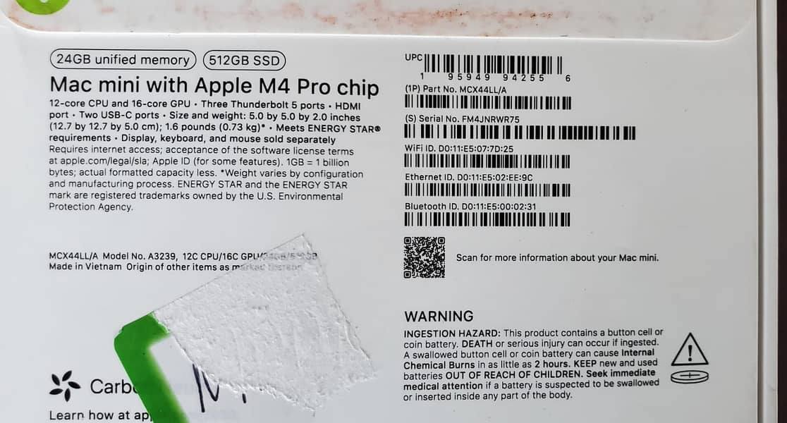 MACMINI M4 PRO 24GB RAM 512GB SSD COMPANY PURCHASED 1