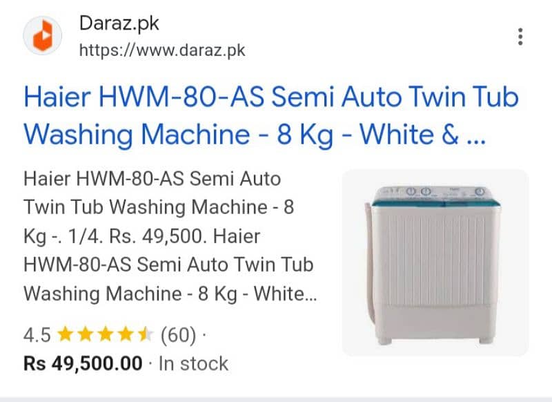 Haier Twin tub washing machine 80 -AS 2