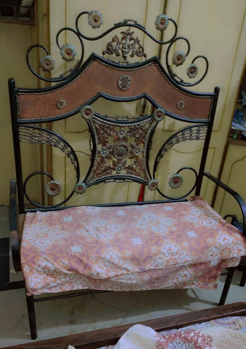 bedset/bed with matress/dressing table/side table/iron sofa/dewan 3