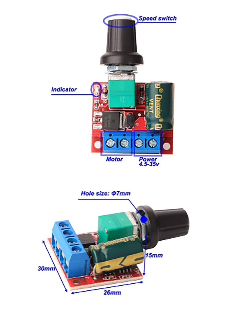 DC Motor Speed Controller Module 3V-35V 6