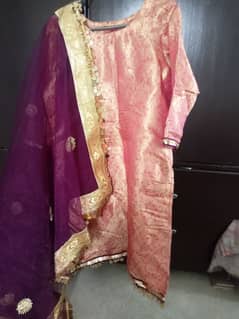 jamawar shirt with heavy duppata and trouser