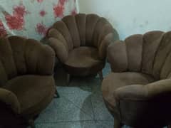 1 Seater Sofas 3 Piece BROWN VELVET