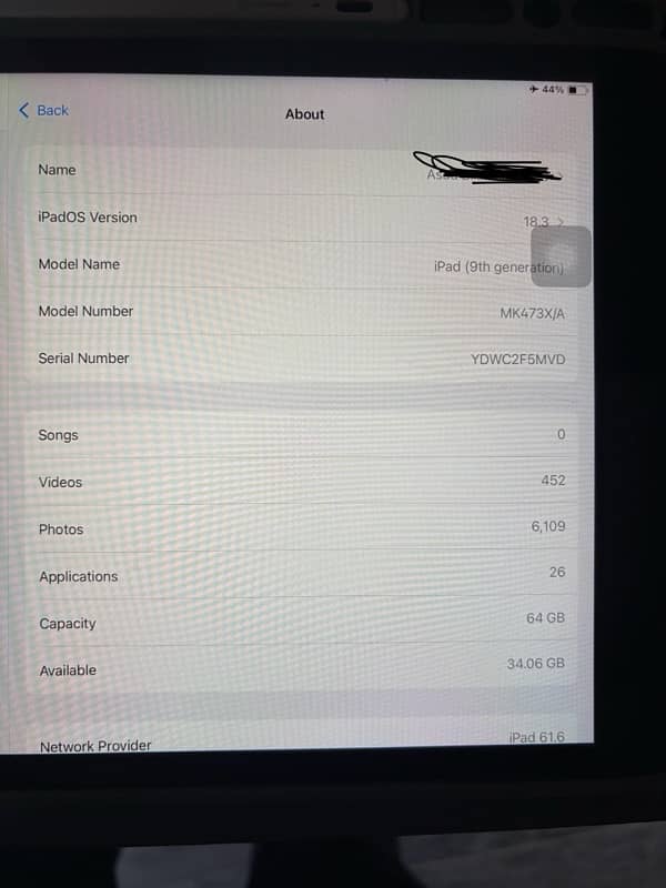 Apple iPad Gen 9th. 64 GB Celluar 7