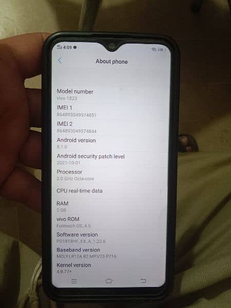 vivo 1821 mobile 2 gb 32 gb memory pta approved 2 sim back camera nahi 1