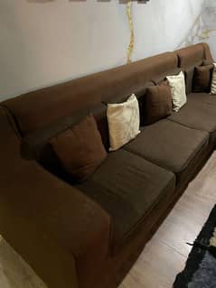 L-Shaped Sofa Brown Colour 9/10 Condition - Must Sell