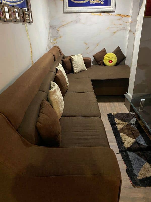 L-Shaped Sofa Brown Colour 9/10 Condition - Must Sell 1