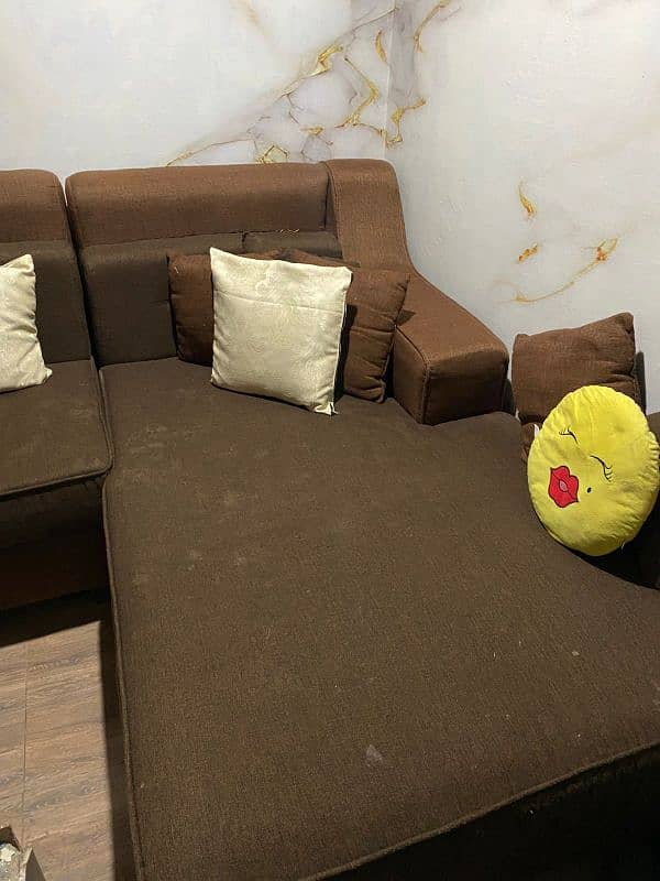 L-Shaped Sofa Brown Colour 9/10 Condition - Must Sell 2