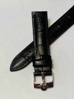 18mm Omega black leather watch strap