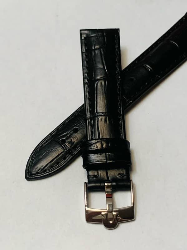 18mm Omega black leather watch strap 0