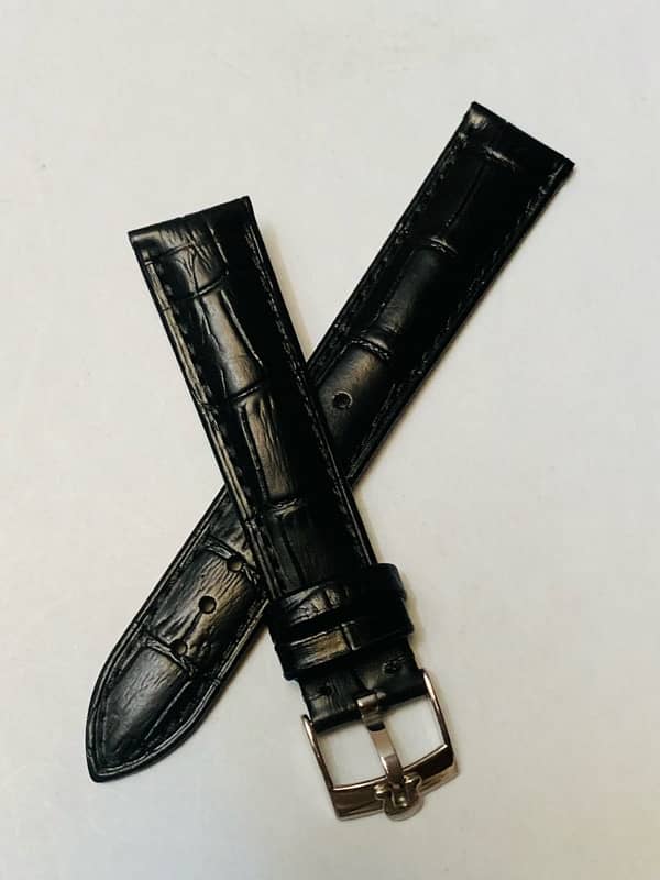 18mm Omega black leather watch strap 2