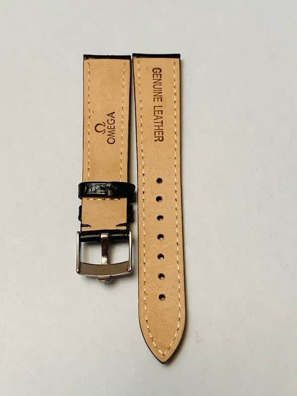 18mm Omega black leather watch strap 5