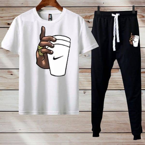 Men's printed polyester tracksuit 2 pcs 0