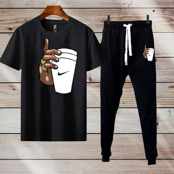 Men's printed polyester tracksuit 2 pcs 3