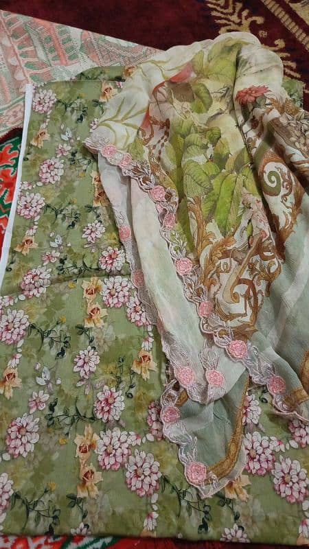 3pcs unstitched embroidery lawn fabric 0