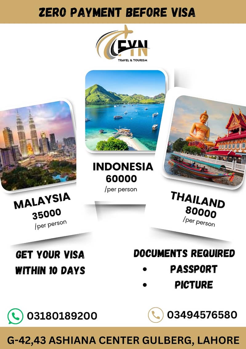 Thailand, Malaysia & Indonesia Visit Visa – 100% Guaranteed! 1