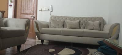 Grey sofa set with golden patti