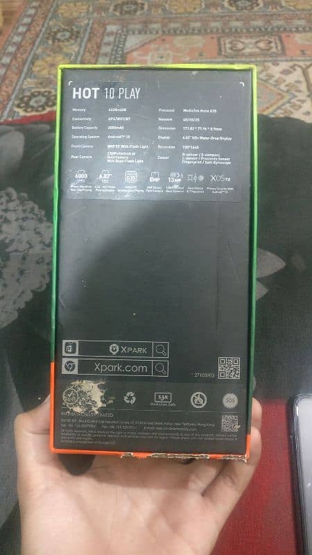 Infinix Hot 10 Play For Sale With Box And Changer number 03214744356 8